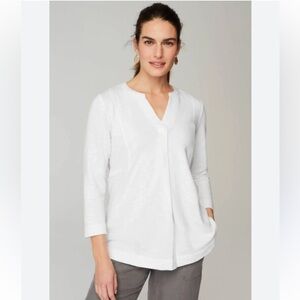 J.Jill Pure Jill | White Women's organically grown cotton front pleat top